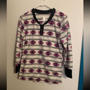 LIGHTS‎ Off Small White Aztec Pajama Top